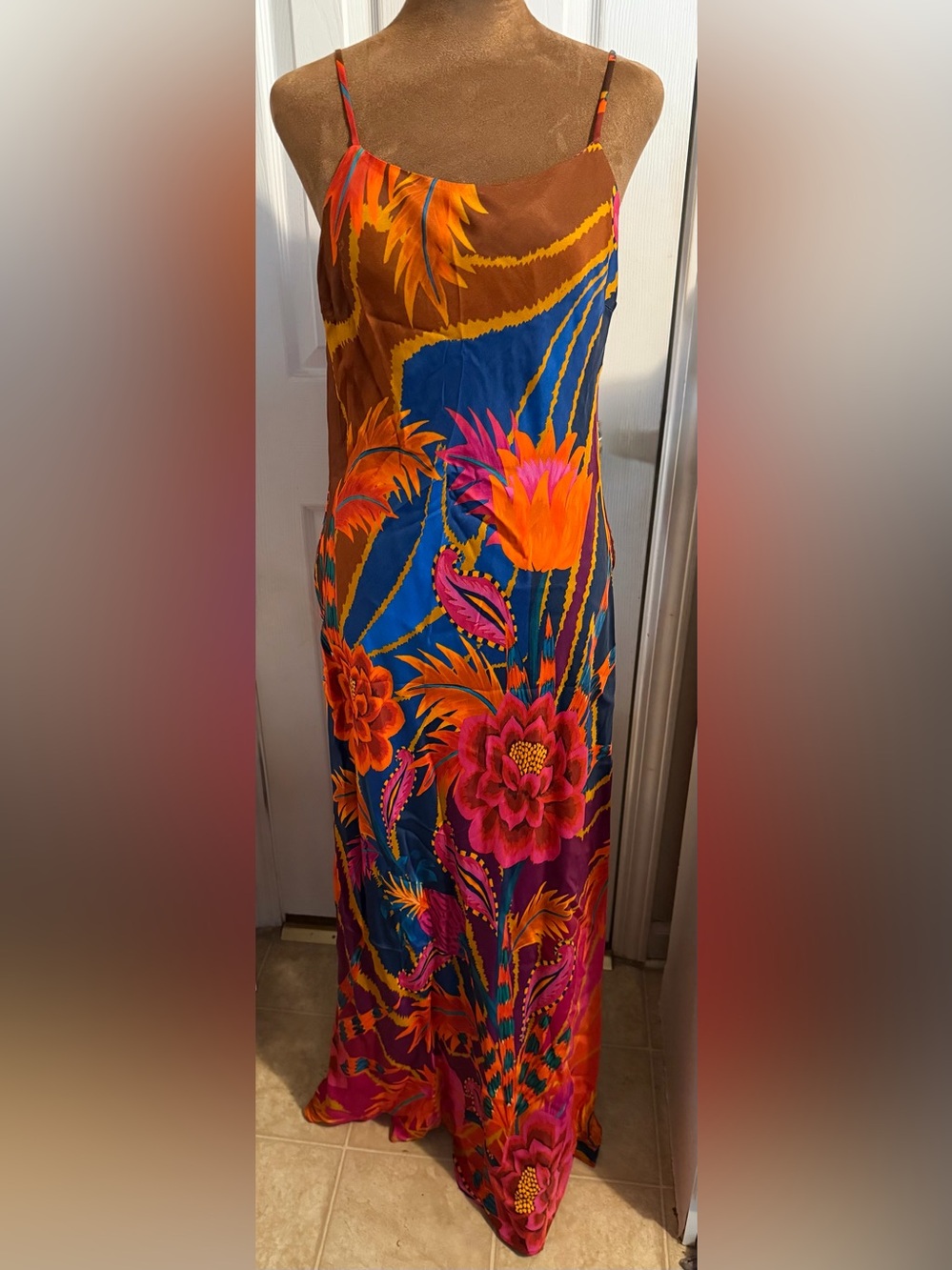 FARM Rio Vintage Wave Multicolor Maxi Dress Size Large